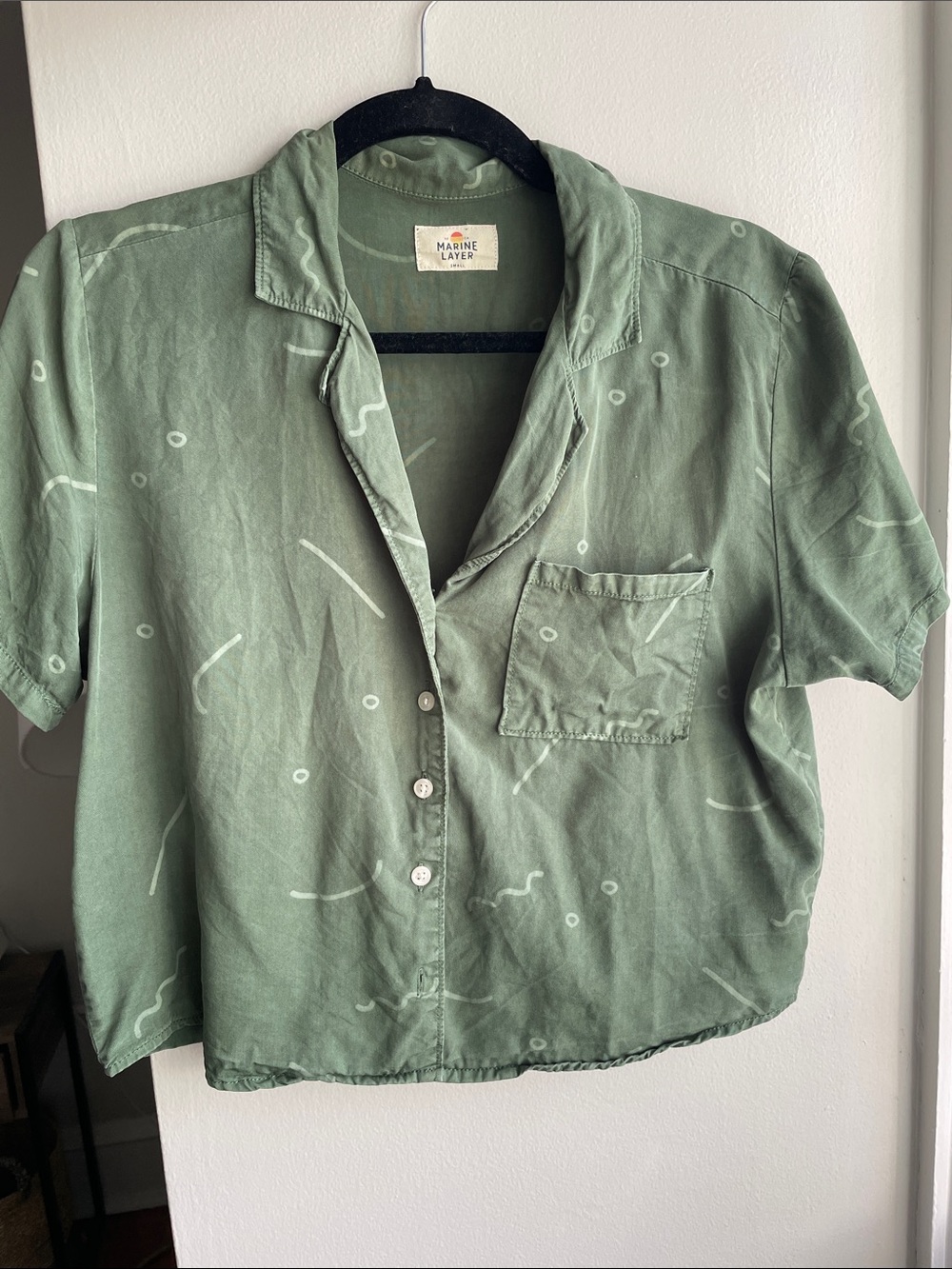 Marine Layer Green Squiggle Button-Up